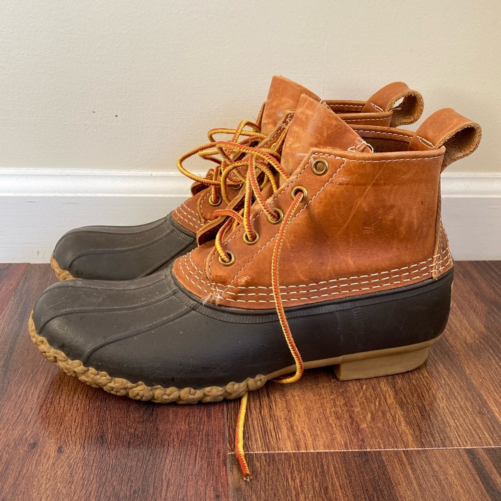 LL Bean Leather Rubber Duck Bean Boots Shortie 6 Inch